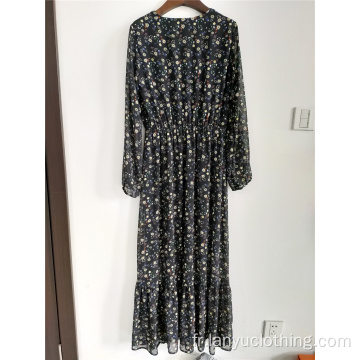 Robe maxi longue au sol pour dames Robes en mousseline de soie à imprimé floral